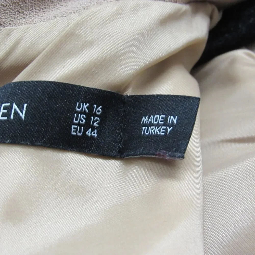 Karen Millen Women Size 12 Brown Military Tailored Pleated Mini Dress - Picture 5 of 7